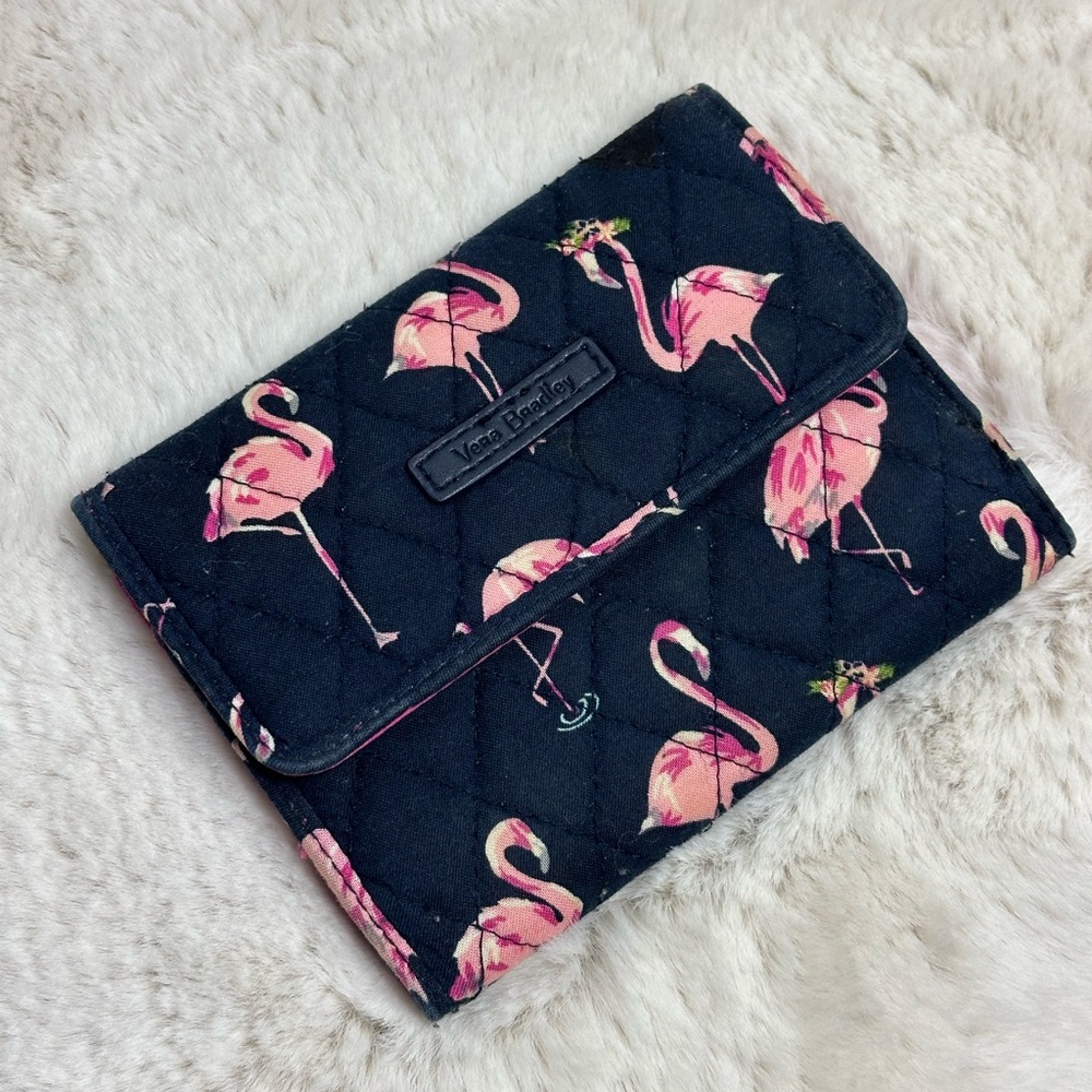 Vera Bradley Quilted Wallet with Pink Flamingo Print